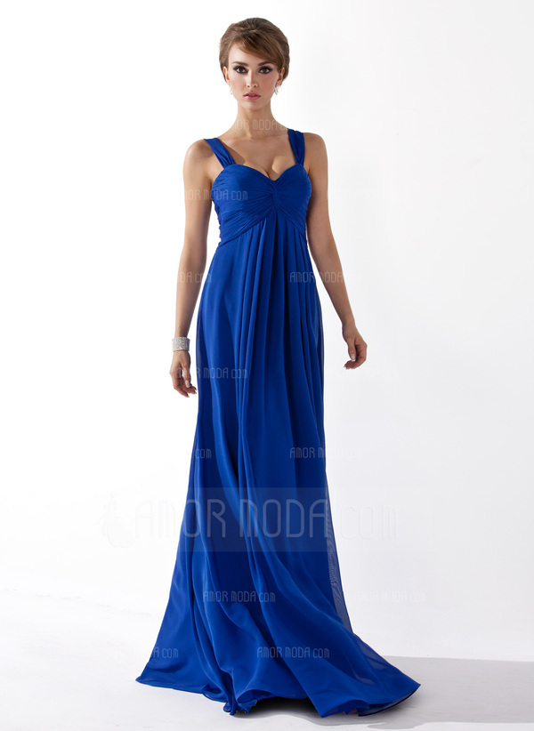 Empire Cœur Longeur au sol Mousseline Robe de Bal de Promo avec Ondulé (018004998)