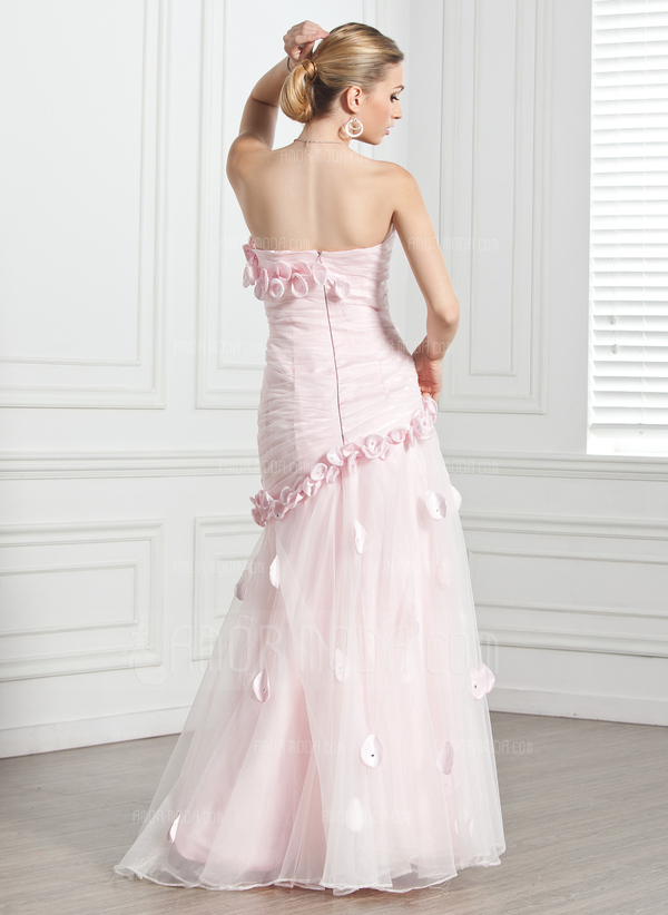 A-Lijn/Prinses Sweetheart Vloerlengte Organza Avondjurk met Roes Bloem(En) (017005271)