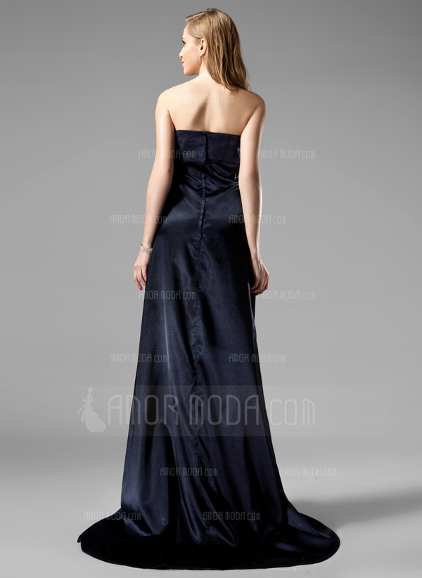 Empire Sans bretelles Traine longue Charmeuse Robe de Soirée avec Brodé (017004366)