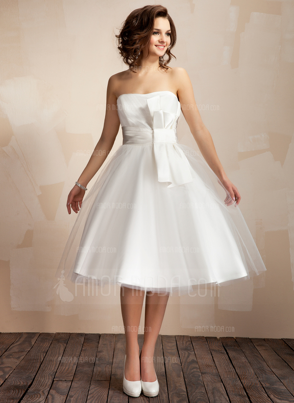 Ligne-A/Princesse Cœur Mi-longues Satin Tulle Robe de Mariée avec Ondulé (002011726)