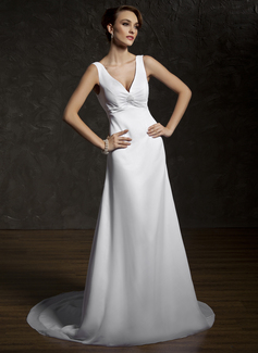 Robe de Mariée Ligne-A/Princesse Col V Traine courte Mousseline Dentelle Robe de Mariée avec Ondulé Perlé (002011583) Robe de Mariée Ligne-A/Princesse Col V Traine courte Mousseline Dentelle Robe de Mariée avec Ondulé Perlé (002011583)