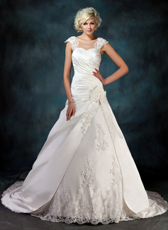 Robe de Mariée bal Cœur Traine courte Satin Tulle Robe de Mariée avec Ondulé Dentelle Perlé Fleurs (002000435) Robe de Mariée bal Cœur Traine courte Satin Tulle Robe de Mariée avec Ondulé Dentelle Perlé Fleurs (002000435)
