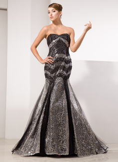 Robe de Bal de Promo Sirene Cœur Traine courte Tulle Pailleté Robe de Bal de Promo (018014474)