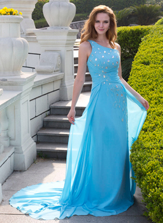 Robe de Bal de Promo Ligne-A/Princesse Une epaule Traine courte mousseline de soie Robe de Bal de Promo avec Ondulé Perles (018024653) Robe de Bal de Promo Ligne-A/Princesse Une epaule Traine courte mousseline de soie Robe de Bal de Promo avec Ondulé Perles (018024653)