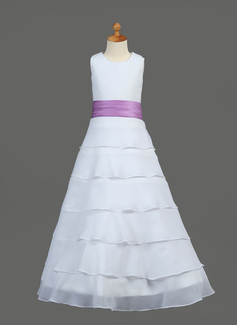 Flower Girl Dresses A-Line/Princess Scoop Neck Floor-Length Chiffon Charmeuse Flower Girl Dress With Sash Flower(s) (010002146) Flower Girl Dresses A-Line/Princess Scoop Neck Floor-Length Chiffon Charmeuse Flower Girl Dress With Sash Flower(s) (010002146)