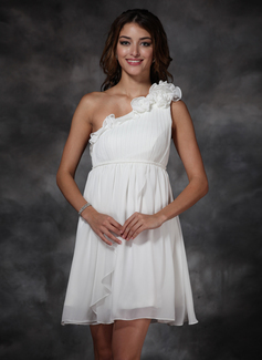 Holiday Dresses Empire One-Shoulder Short/Mini Chiffon Holiday Dress With Ruffle Flower(s) (020003254) Holiday Dresses Empire One-Shoulder Short/Mini Chiffon Holiday Dress With Ruffle Flower(s) (020003254)