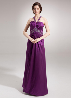 Robe de Bal de Promo Empire Cœur Longeur au sol Charmeuse Robe de Bal de Promo avec Ondulé Brodé Pailleté (018002739)