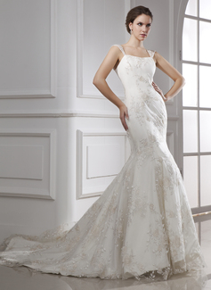 Robe de Mariée Sirene Traîne Chapelle Satin Tulle Robe de Mariée avec Dentelle (002015470) Robe de Mariée Sirene Traîne Chapelle Satin Tulle Robe de Mariée avec Dentelle (002015470)