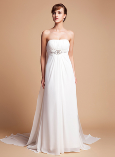 Robe de Mariée Empire Sans bretelles Traîne Watteau Mousseline Robe de Mariée avec Ondulé Perlé (002000563) Robe de Mariée Empire Sans bretelles Traîne Watteau Mousseline Robe de Mariée avec Ondulé Perlé (002000563)