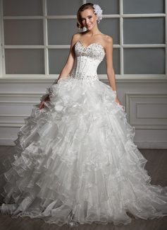 Robe de Mariée bal Cœur Longeur au sol Organza Satin Robe de Mariée avec Perlé Sequins (002013819) Robe de Mariée bal Cœur Longeur au sol Organza Satin Robe de Mariée avec Perlé Sequins (002013819)