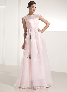 Robe de Bal de Promo Ligne-A/Princesse Col rond Longeur au sol Organza Robe de Bal de Promo avec Fleurs (018014250) Robe de Bal de Promo Ligne-A/Princesse Col rond Longeur au sol Organza Robe de Bal de Promo avec Fleurs (018014250)