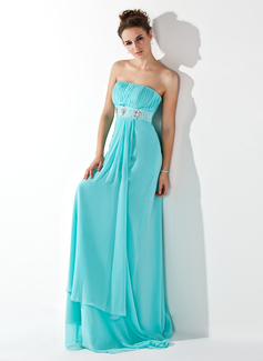 Avondjurken Keizer Strapless Korte Sleep Chiffon Avondjurk met Roes Kraal (017013773) Avondjurken Keizer Strapless Korte Sleep Chiffon Avondjurk met Roes Kraal (017013773)