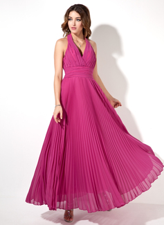 Avondjurken A-Lijn/Prinses Halter Enkellengte Chiffon Avondjurk met Roes (017022526) Avondjurken A-Lijn/Prinses Halter Enkellengte Chiffon Avondjurk met Roes (017022526)