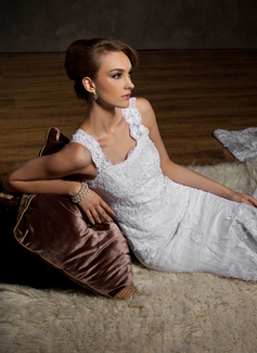 Robe de Mariée Sirene Col rond Traîne Chapelle Satin Tulle Dentelle Robe de Mariée avec Dentelle (002008175) Robe de Mariée Sirene Col rond Traîne Chapelle Satin Tulle Dentelle Robe de Mariée avec Dentelle (002008175)