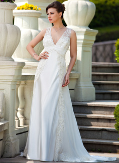 Robe de Mariée Ligne-A/Princesse Col V Traine courte mousseline de soie Charmeuse Robe de Mariée avec Ondulé Dentelle Perlé (008024572) Robe de Mariée Ligne-A/Princesse Col V Traine courte mousseline de soie Charmeuse Robe de Mariée avec Ondulé Dentelle Perlé (008024572)