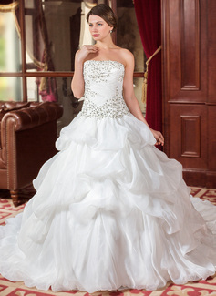 Robe de Mariée bal Sans bretelles Traîne Cathedral Organza Robe de Mariée avec Broderie Ondulé Perlé Pailleté (002012744) Robe de Mariée bal Sans bretelles Traîne Cathedral Organza Robe de Mariée avec Broderie Ondulé Perlé Pailleté (002012744)