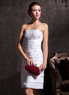 Robe de Mariée Coupe droite Sans bretelles Mi-longues Taffetas Robe de Mariée avec Dentelle Perlé (002011535) Robe de Mariée Coupe droite Sans bretelles Mi-longues Taffetas Robe de Mariée avec Dentelle Perlé (002011535)