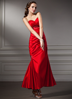Cheap Prom Dresses Mermaid Sweetheart Ankle-Length Taffeta Prom Dress With Ruffle Beading (018013816)