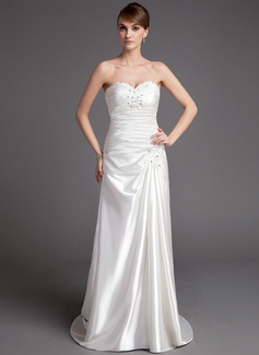 Robe de Mariée Coupe droite Cœur Traine courte Charmeuse Robe de Mariée avec Ondulé Perlé (002000456)