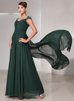 Robe de Bal de Promo Ligne-A/Princesse Cœur Traîne Watteau Mousseline Robe de Bal de Promo avec Ondulé Dentelle Brodé (018014430)