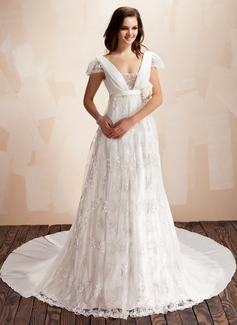 Robe de Mariée Ligne-A/Princesse Encolure carrée Traîne Watteau Mousseline Dentelle Robe de Mariée avec Ondulé Perlé Fleurs (002011929) Robe de Mariée Ligne-A/Princesse Encolure carrée Traîne Watteau Mousseline Dentelle Robe de Mariée avec Ondulé Perlé Fleurs (002011929)