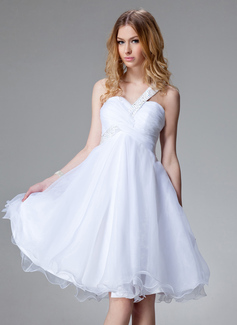 Sweet Sixteen Dresses Empire One-Shoulder Knee-Length Taffeta Organza Homecoming Dress With Ruffle Beading (022004493)