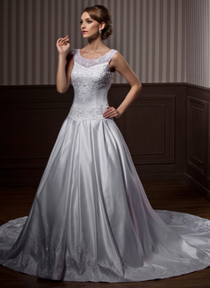 Robe de Mariée bal Col rond Traîne Cathedral Organza Satin Robe de Mariée avec Broderie Perlé (002011445) Robe de Mariée bal Col rond Traîne Cathedral Organza Satin Robe de Mariée avec Broderie Perlé (002011445)