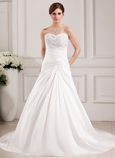 Robe de Mariée Ligne-A/Princesse Cœur Traîne Chapelle Tafetta Robes de Mariée avec Ondulé Dentelle Perlé (002000468) Robe de Mariée Ligne-A/Princesse Cœur Traîne Chapelle Tafetta Robes de Mariée avec Ondulé Dentelle Perlé (002000468)