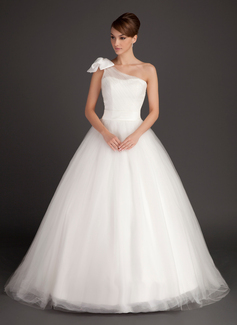 Robe de Mariée bal Une epaule Traine longue Satin Tulle Robe de Mariée avec Echarpes (002015487) Robe de Mariée bal Une epaule Traine longue Satin Tulle Robe de Mariée avec Echarpes (002015487)