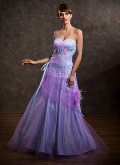 Robe de Bal de Promo Ligne-A/Princesse Cœur Longeur au sol Tulle Robe de Bal de Promo avec Ondulé Plume Appliques (018005064) Robe de Bal de Promo Ligne-A/Princesse Cœur Longeur au sol Tulle Robe de Bal de Promo avec Ondulé Plume Appliques (018005064)
