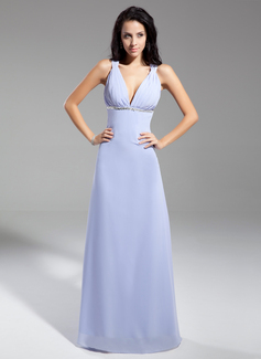 Avondjurken A-Lijn/Prinses V-nek Vloerlengte Chiffon Avondjurk met Roes Pailletten (008014939) Avondjurken A-Lijn/Prinses V-nek Vloerlengte Chiffon Avondjurk met Roes Pailletten (008014939)