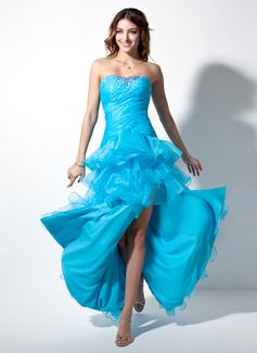 Robe de Bal de Promo Ligne-A/Princesse Cœur Longeur au sol Organza Robe de Bal de Promo avec Ondulé Brodé (018002474)