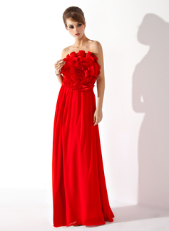 Robe de Bal de Promo Ligne-A/Princesse Sans bretelles Longeur au sol Mousseline Robe de Bal de Promo avec Fleurs (018004788) Robe de Bal de Promo Ligne-A/Princesse Sans bretelles Longeur au sol Mousseline Robe de Bal de Promo avec Fleurs (018004788)