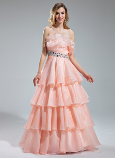 Robe de Bal de Promo Ligne-A/Princesse Col roulé Longeur au sol Organza Robe de Bal de Promo avec Brodé (018019465) Robe de Bal de Promo Ligne-A/Princesse Col roulé Longeur au sol Organza Robe de Bal de Promo avec Brodé (018019465)
