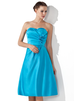 Cheap Bridesmaid Dresses Empire Sweetheart Knee-Length Satin Bridesmaid Dress With Ruffle Flower(s) (007000934) Cheap Bridesmaid Dresses Empire Sweetheart Knee-Length Satin Bridesmaid Dress With Ruffle Flower(s) (007000934)