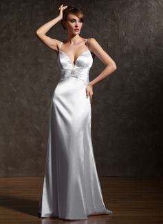 Robe de Bal de Promo Gaine Cœur Traine longue Charmeuse Robe de Bal de Promo avec Ondulé Brodé Broche florale en cristal (018002822)