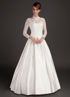 Robe de Mariée Ligne-A/Princesse Col montant Longeur au sol Satin Dentelle Robe de Mariée (002015488) Robe de Mariée Ligne-A/Princesse Col montant Longeur au sol Satin Dentelle Robe de Mariée (002015488)