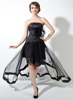 Robe de Bal de Promo Ligne-A/Princesse Sans bretelles Assymetrique Taffetas Tulle Robe de Bal de Promo avec Ondulé Plume (018021078) Robe de Bal de Promo Ligne-A/Princesse Sans bretelles Assymetrique Taffetas Tulle Robe de Bal de Promo avec Ondulé Plume (018021078)