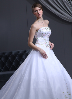 Robe de Mariée bal Sans bretelles Traîne Cathedral Organza Satin Robe de Mariée avec Perlé (002000050) Robe de Mariée bal Sans bretelles Traîne Cathedral Organza Satin Robe de Mariée avec Perlé (002000050)