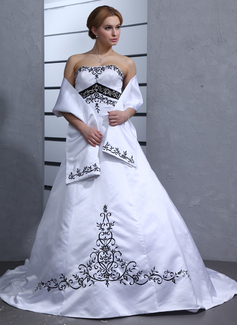 Robe de Mariée bal Cœur Traîne Chapelle Satin Robe de Mariée avec Broderie Echarpes (002001949) Robe de Mariée bal Cœur Traîne Chapelle Satin Robe de Mariée avec Broderie Echarpes (002001949)