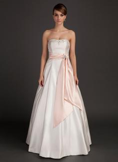 Robe de Mariée Ligne-A/Princesse Sans bretelles Longeur au sol Satin Robe de Mariée avec Echarpes Perlé (002015492) Robe de Mariée Ligne-A/Princesse Sans bretelles Longeur au sol Satin Robe de Mariée avec Echarpes Perlé (002015492)