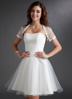 Robe de Mariée Ligne-A/Princesse Cœur Mi-longues Tulle Robe de Mariée avec Ondulé Perlé (002011497)