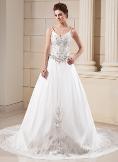 Robe de Mariée Ligne-A/Princesse Col V Traîne Chapelle Tafetta Robe de Mariée avec Broderie Perlé (002000045) Robe de Mariée Ligne-A/Princesse Col V Traîne Chapelle Tafetta Robe de Mariée avec Broderie Perlé (002000045)