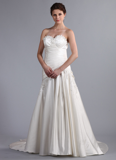 Robe de Mariée Ligne-A/Princesse Cœur Traîne Cathedral Satin Robe de Mariée avec Ondulé lacet Perlé (002026260) Robe de Mariée Ligne-A/Princesse Cœur Traîne Cathedral Satin Robe de Mariée avec Ondulé lacet Perlé (002026260)
