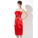 Nauwaansluitend Strapless Knielengte Satijnzijde Desperate Housewives Stijl Jurken met Roes  Kraal (025003969)