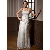 Coupe droite Cœur Longeur au sol Satin Tulle Robe de Mariée avec Dentelle Perlé (002014262)