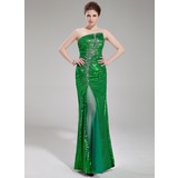 Gaine Col roulé Longeur au sol Tulle Pailleté Robe de Bal de Promo avec Brodé (018019687)