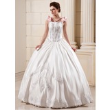 bal Longeur au sol Satin Robe de Mariée avec Dentelle Perlé Fleurs (002012651)
