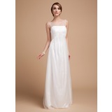 Empire Col rond Longeur au sol Tulle Robe de Mariée avec Ondulé (002014502)