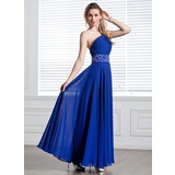A-Lijn/Prinses Een-Schouder Vloerlengte Chiffon Avondjurk met Roes Kraal (017004344)